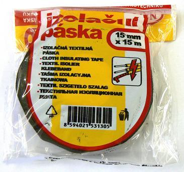 Izolační páska textilní 15 mm x 15 m černá