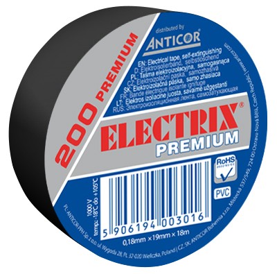 Elektroizolační páska PREMIUM 19mm x 18 m černá