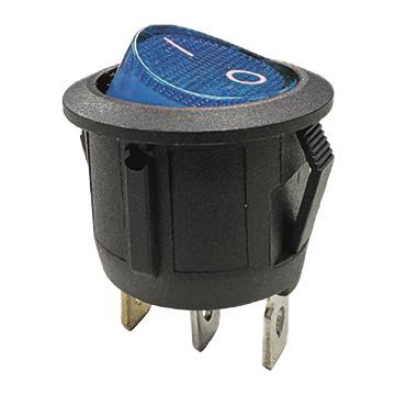 Spínač prosvětlený kulatý, modrý